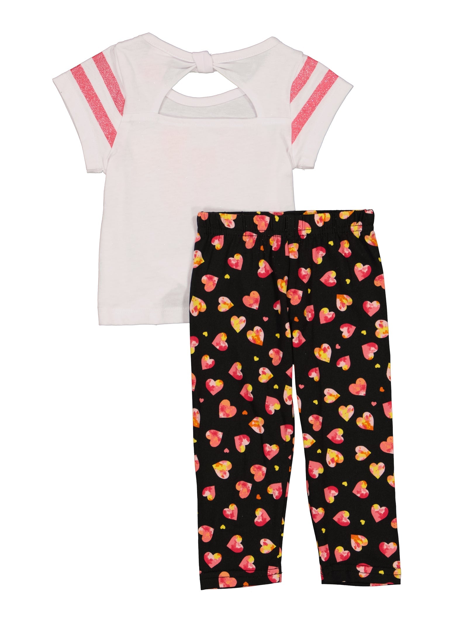 Baby Girls 12-24M Ruched Front Glitter Printed Tee and Leggings