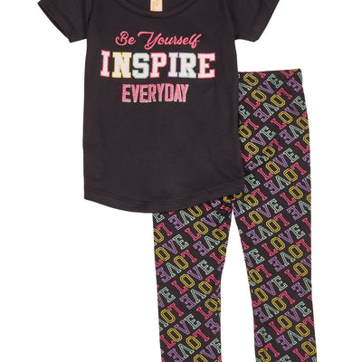 Baby Girls 12-24M Be Yourself Inspire Everyday Glitter Tee and Graphic Leggings