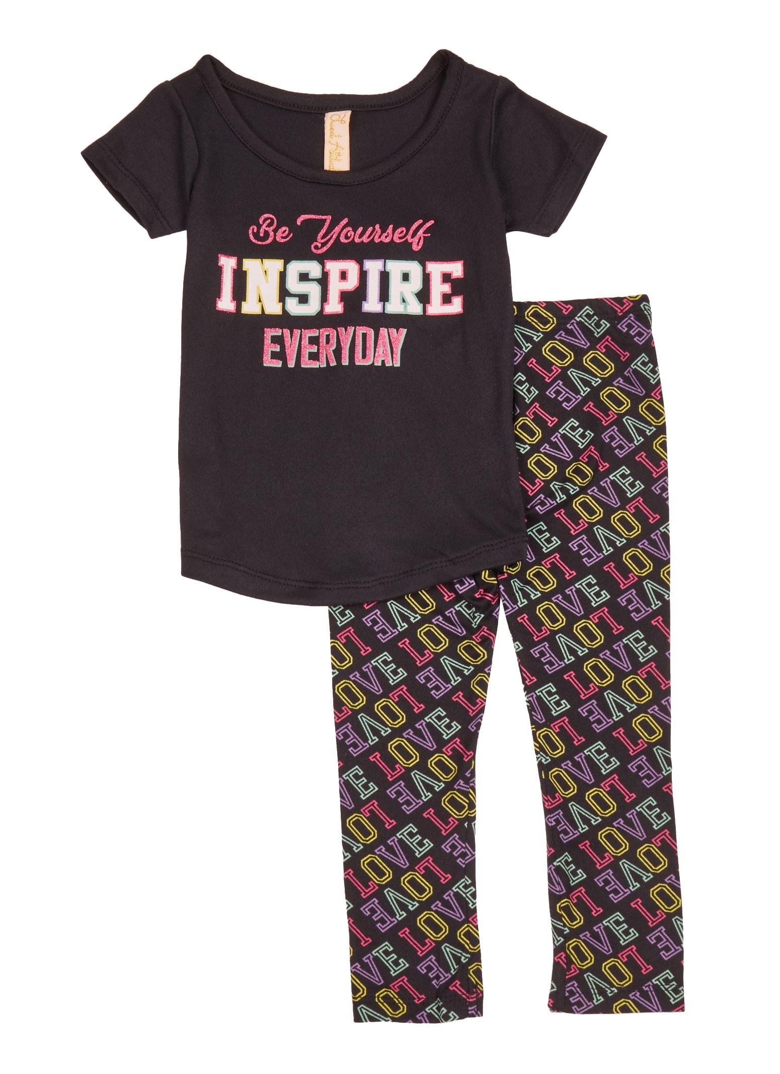Baby Girls 12-24M Be Yourself Inspire Everyday Glitter Tee and Graphic Leggings