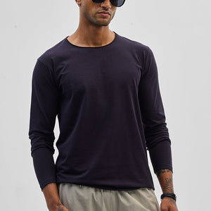 Navy Stretch Full Sleeve T-Shirt