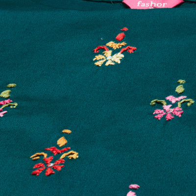 Ethnic Hand Embroidered Straight Fit Kurta - Dark Green
