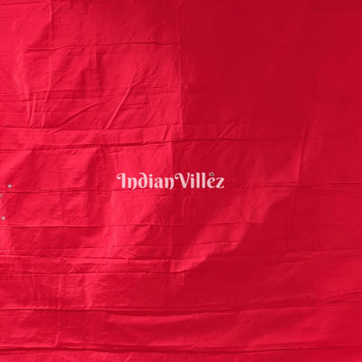 Red Doli Barat Theme Pattachitra Art on Pure Mulberry Silk Saree