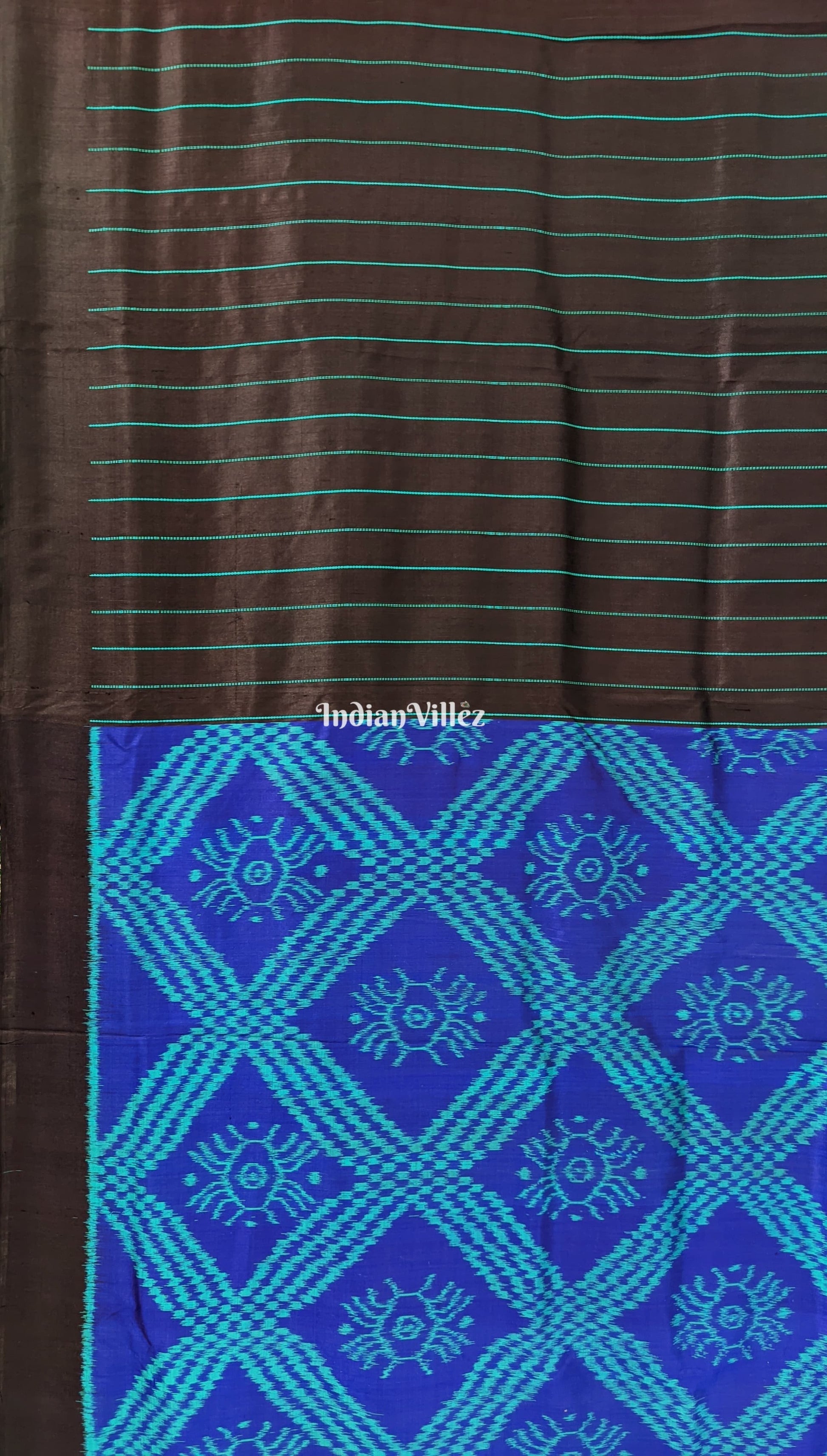 Black Blue Odisha Ikat Designer Contemporary Silk Saree