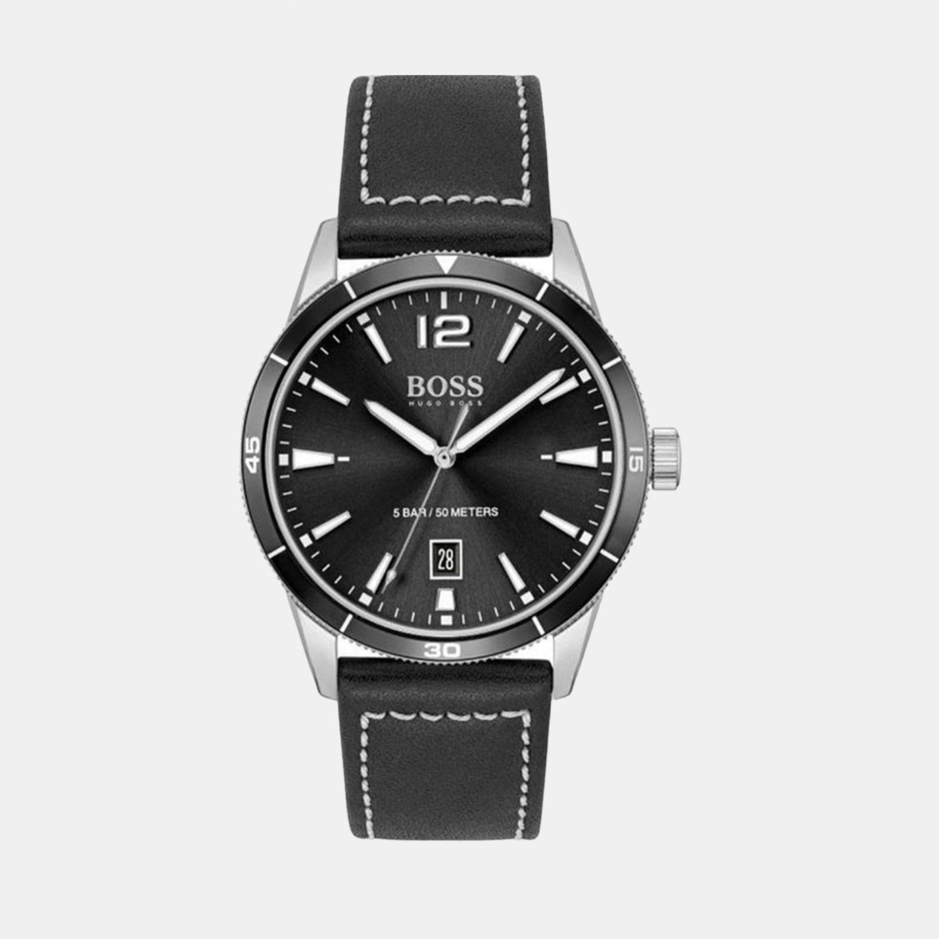 Drifter Men Quartz Black Dial Analog Leather Watch 1570125