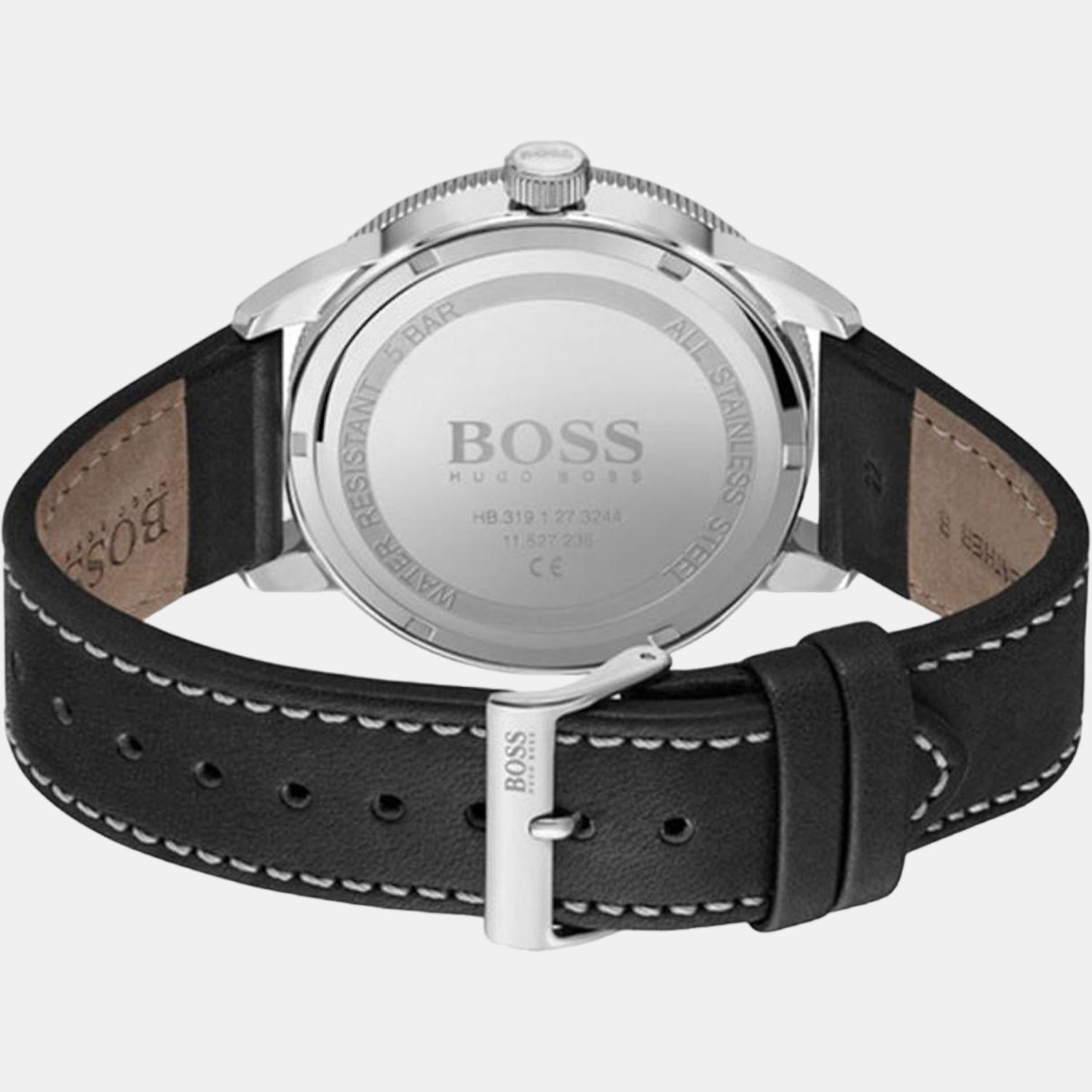 Drifter Men Quartz Black Dial Analog Leather Watch 1570125