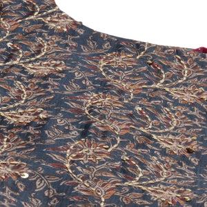 Floral Printed & Hand Embroidered Straight Kurta with Dupatta - Stone Gray