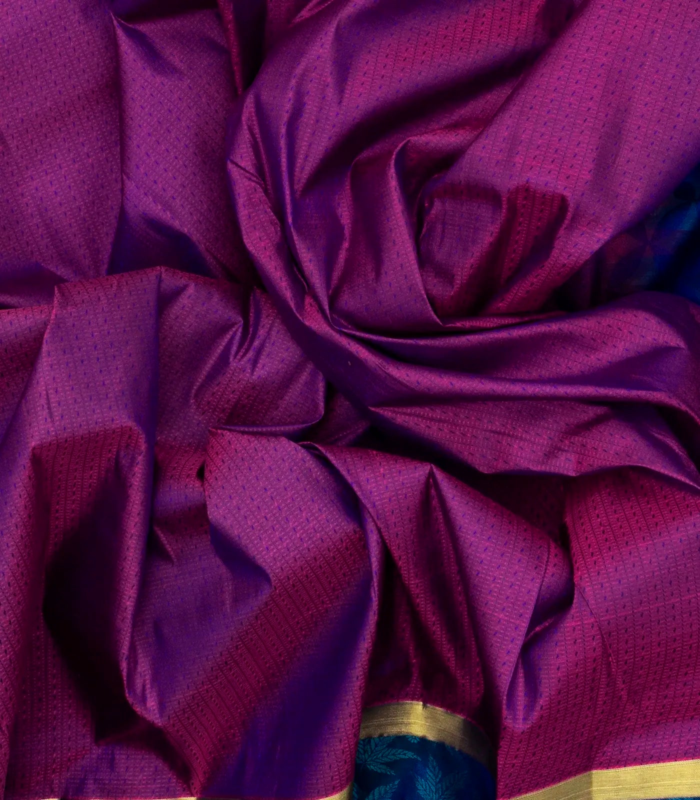 Purple Silk Saree With Checks & Buttas
