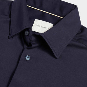 Peckham Rye Jersey Hidden-Button Dark Sapphire Navy Shirt