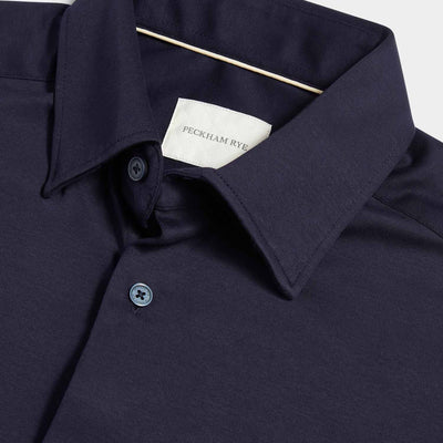 Peckham Rye Jersey Hidden-Button Dark Sapphire Navy Shirt