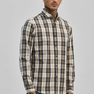 Khaki Checks Slim Fit Shirt