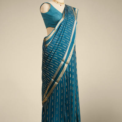 Cream & peach striped with zari design Mysore silk saree, jaal design border & intricate pallu