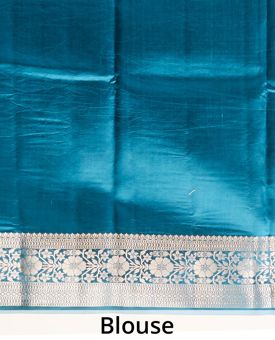 Green  floral vine zari design dupion with contrast inricate zari design border