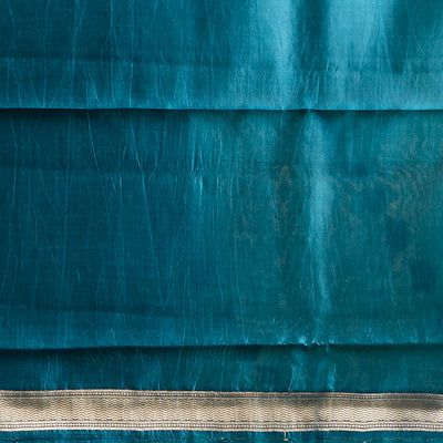 Green  floral motifs dupion silk saree with contrast zari border