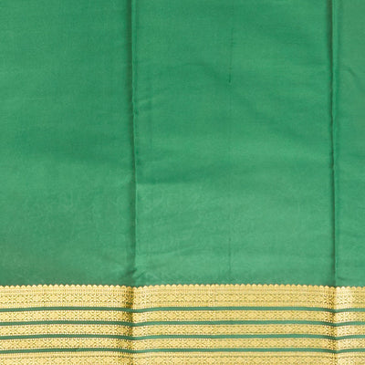 Green mysore silk saree with floral embroidery & self zari design border