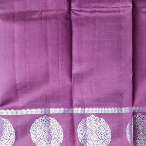 Grey  floral motifs dupion silk saree with contrast round floral motifs zari border Note: slight colour variation of product images due to digital photography or settings on your device