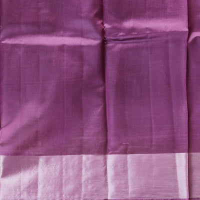 Green floral motifs dupion silk saree with contrast floral vine zari border
