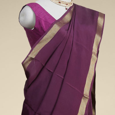 Purple mysore  silk saree with self aryle pattern border
