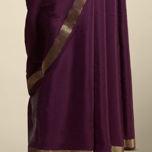 Purple mysore  silk saree with self aryle pattern border