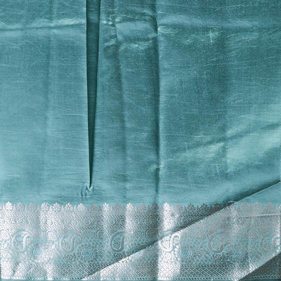 Gery floral motifs dupion silk saree with contrast intricate zari border