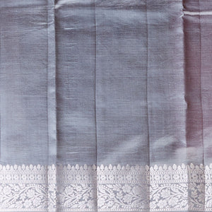 Pink checked with floral motifs dupion silk saree & contrast traditional zari border