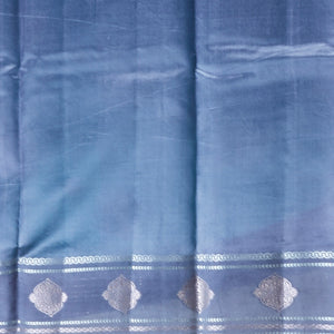 Blue floral motifs dupion silk saree with contast zari design border