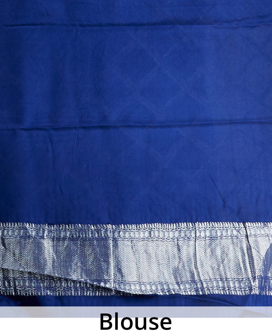 Blue checked mysore silk saree with contrast intricate zari border