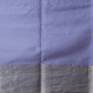 Lavender floral embroidery mysore silk saree with contrast striped zari bor