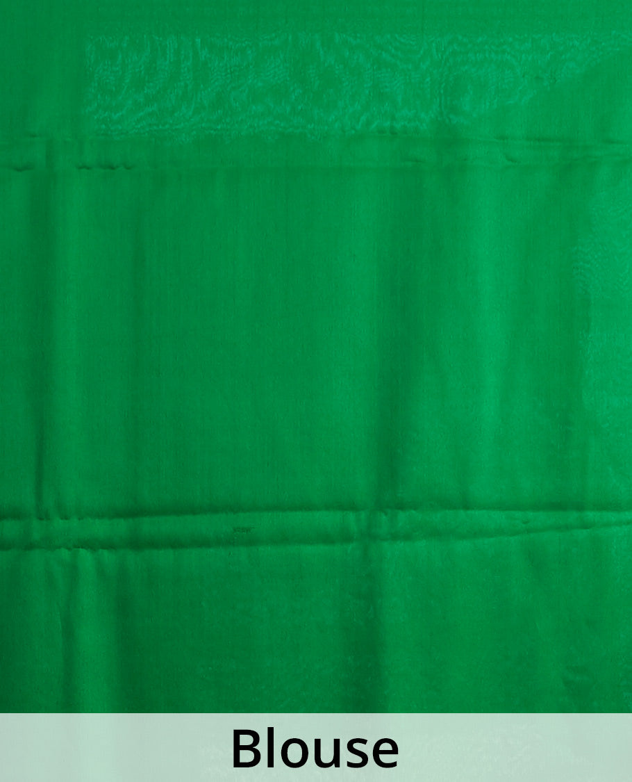 Pink striped mysore silk saree with contrast striped border