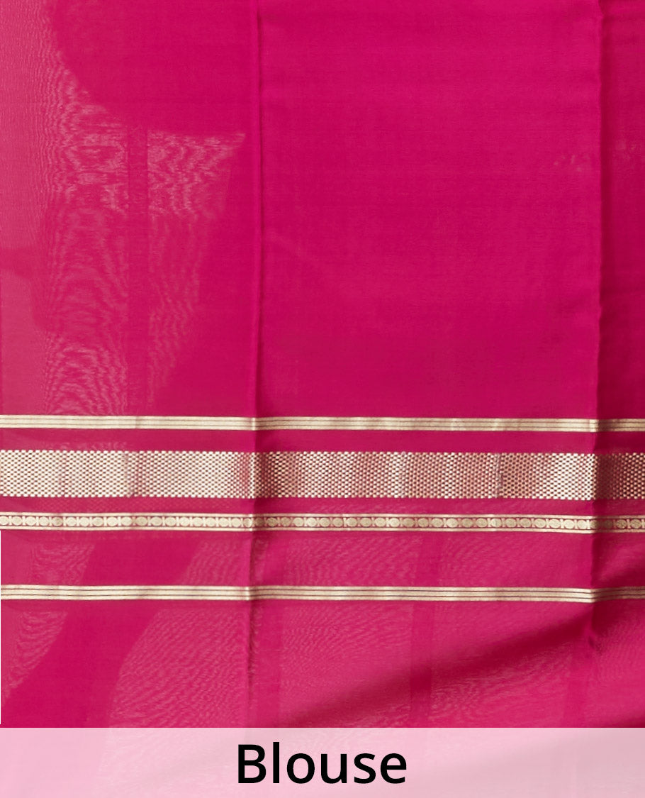 Blue mysore silk saree with contrast zari border