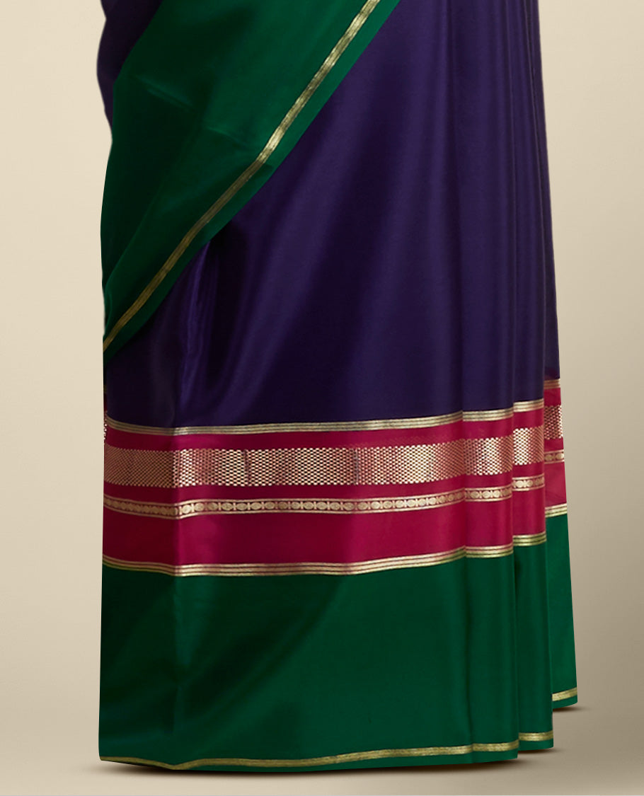 Blue mysore silk saree with contrast zari border