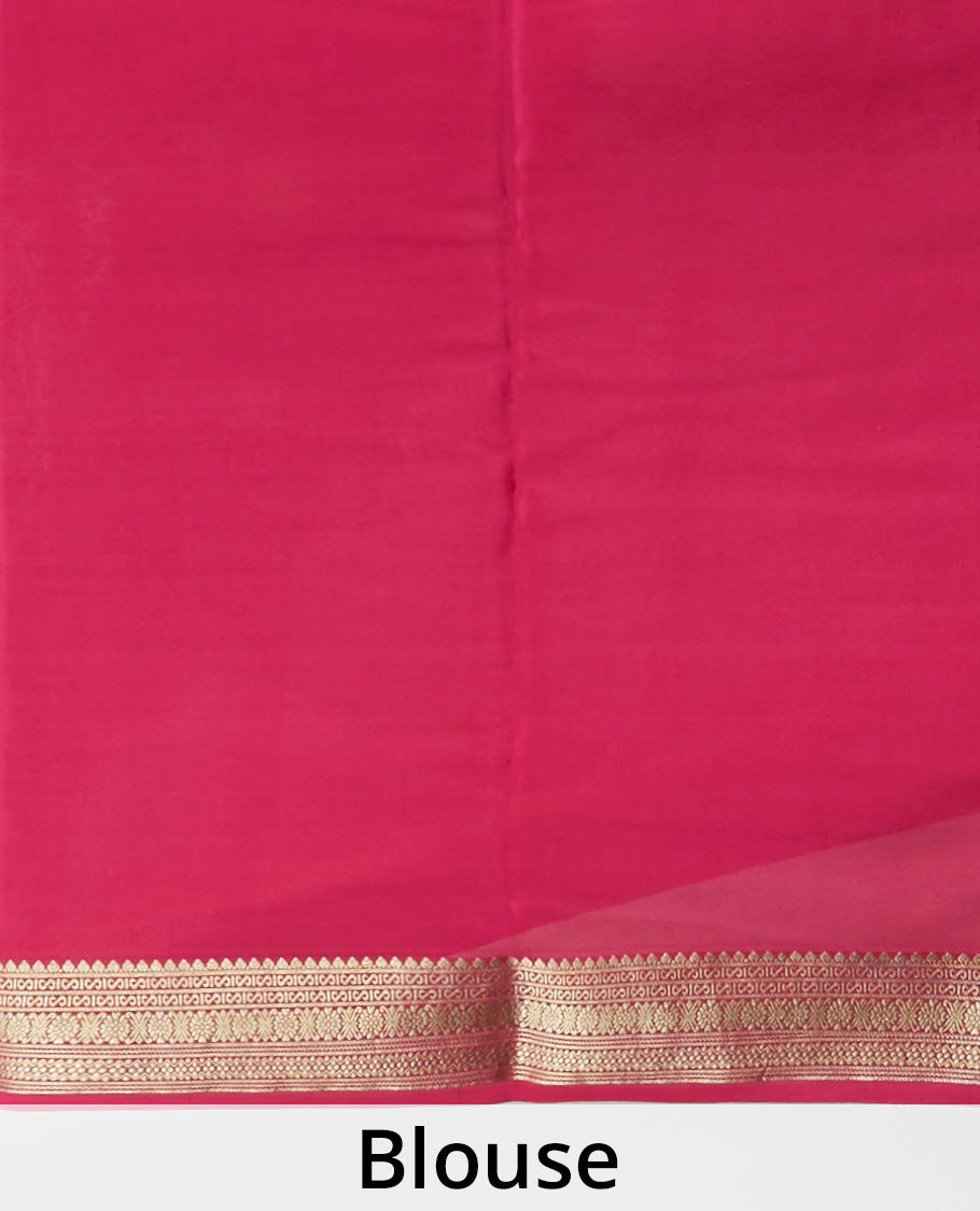 Pink mysore silk saree with intricate zari design border