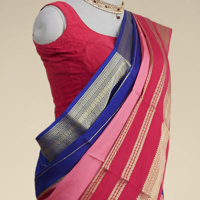 Pink mysore silk saree with intricate zari design border