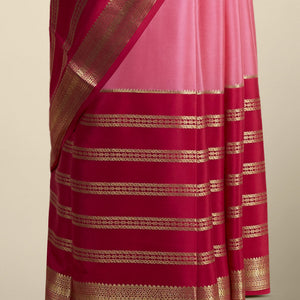 Pink mysore silk saree with intricate zari design border