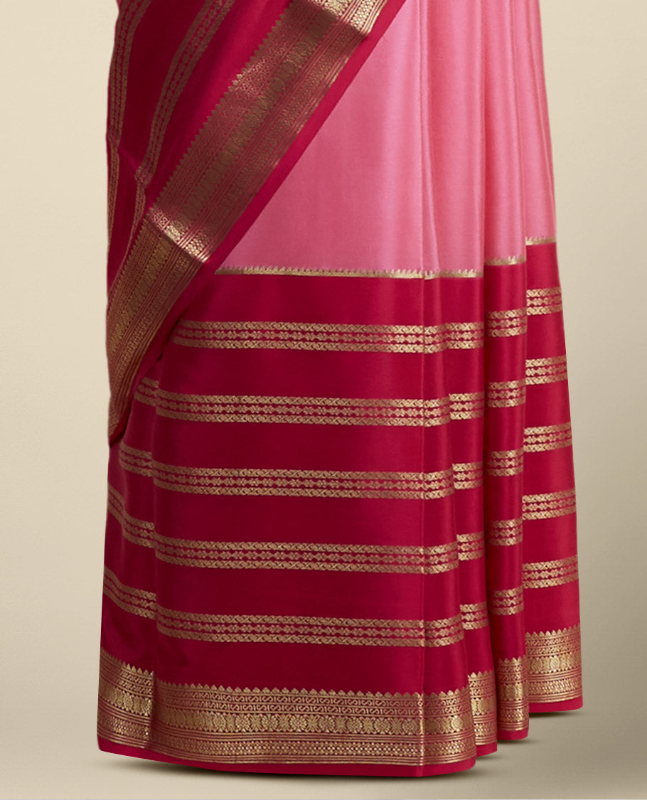 Pink mysore silk saree with intricate zari design border