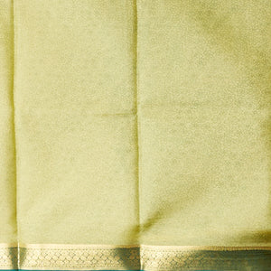 Green floral printed silk saree with contrast zari border