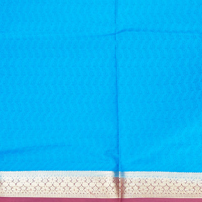 Blue floral printed silk saree with contrast intricate zari design border