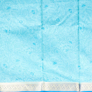 floral , paisleys printed silk saree with contrast intricate zari design border