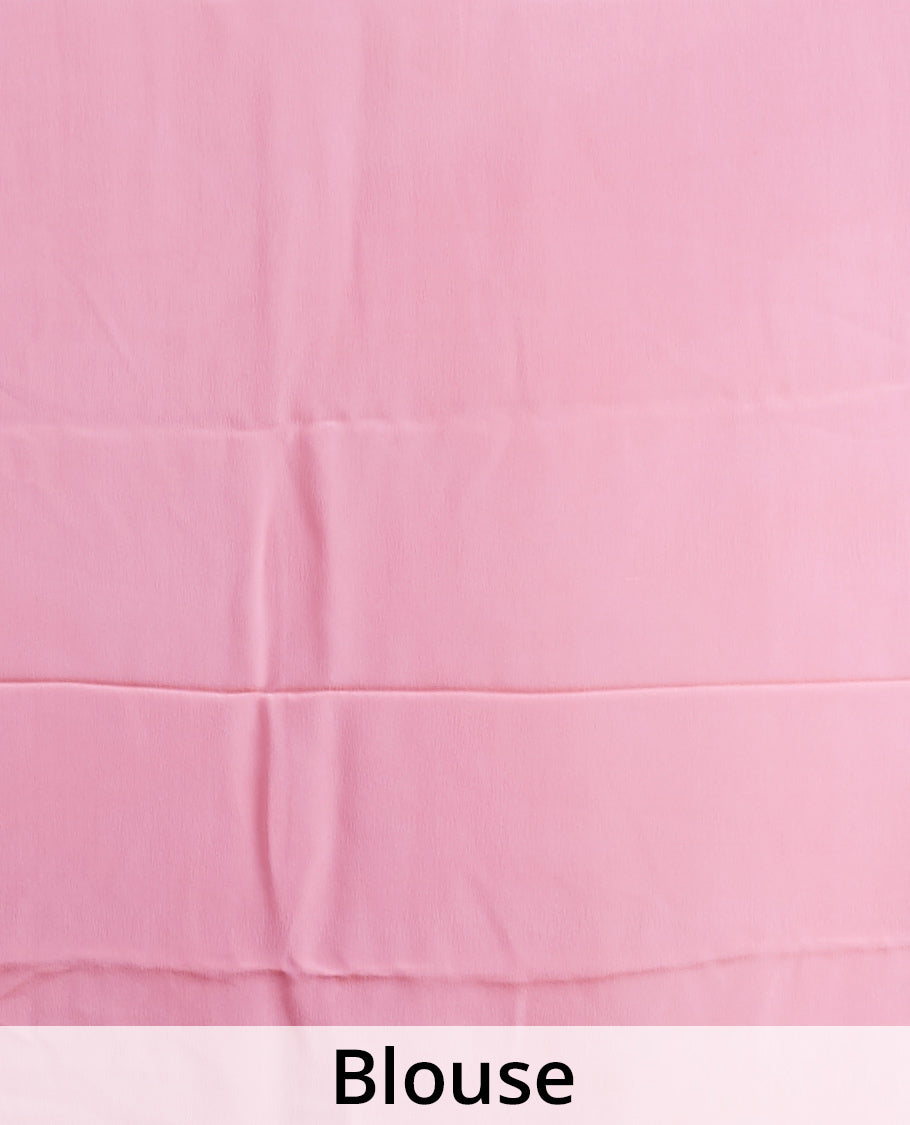 Pink pure chifon saree with self zari border