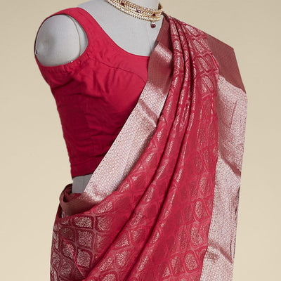 marron ogee patern pure crepe saree with self argyle design border