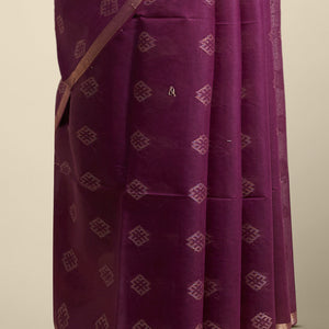 Purple geometric motifs tussar silk saree with self zari border