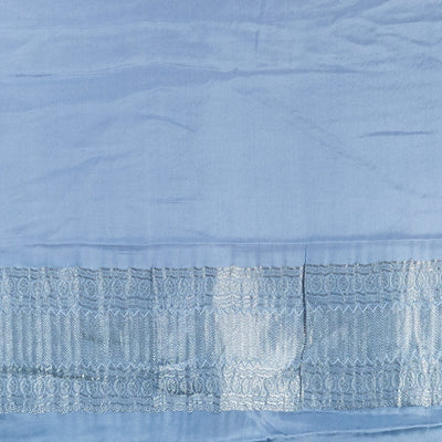 Blue argyle pattern pure crepe saree with intricate zari border