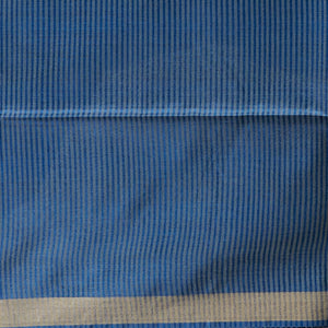 Blue leaf vine design tusser silk saree with self zari border