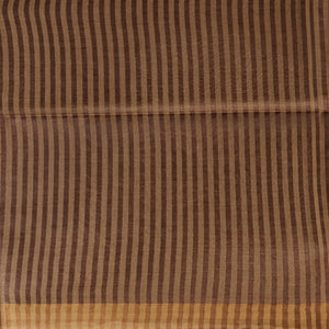 Brown zig- zag striped design tusser silk saree with contrast zari border