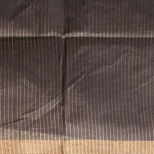 Brown floral design tusser silk saree with self zari border