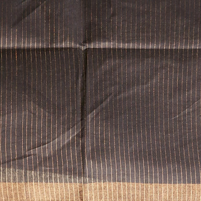 Brown floral design tusser silk saree with self zari border