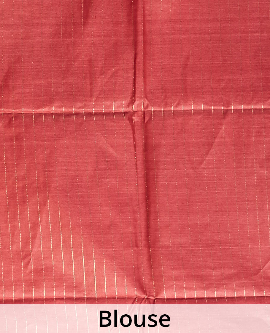 Borderless maroon all over animal motifs tusser silk saree