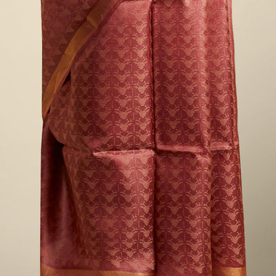 Maroon   intricate design  tusser silk saree with self zari border