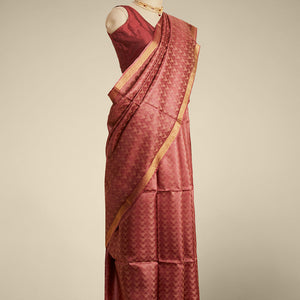 Maroon   intricate design  tusser silk saree with self zari border