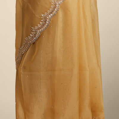 Sandal stone work with scallop floral stone embroidery border