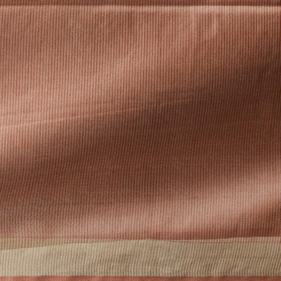 Brown leaf motifs design tusser silk saree with self zari border
